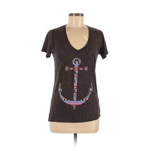 Empyre brown gray colorful anchor short sleeve v-neck tee medium